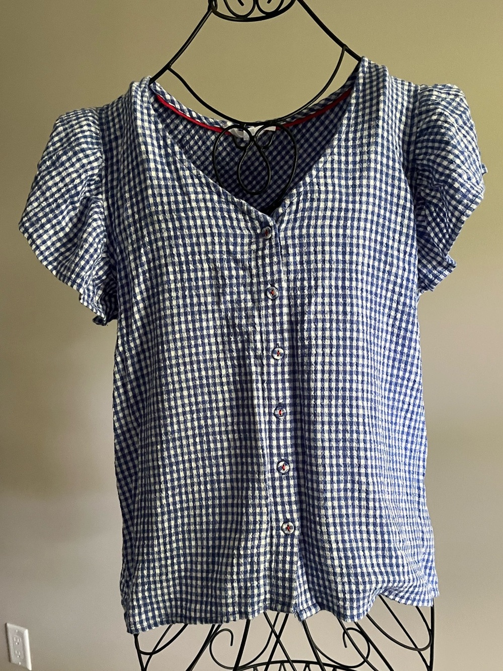 Jane and Delancey Blue and White Gingham Top women’s sleeveless